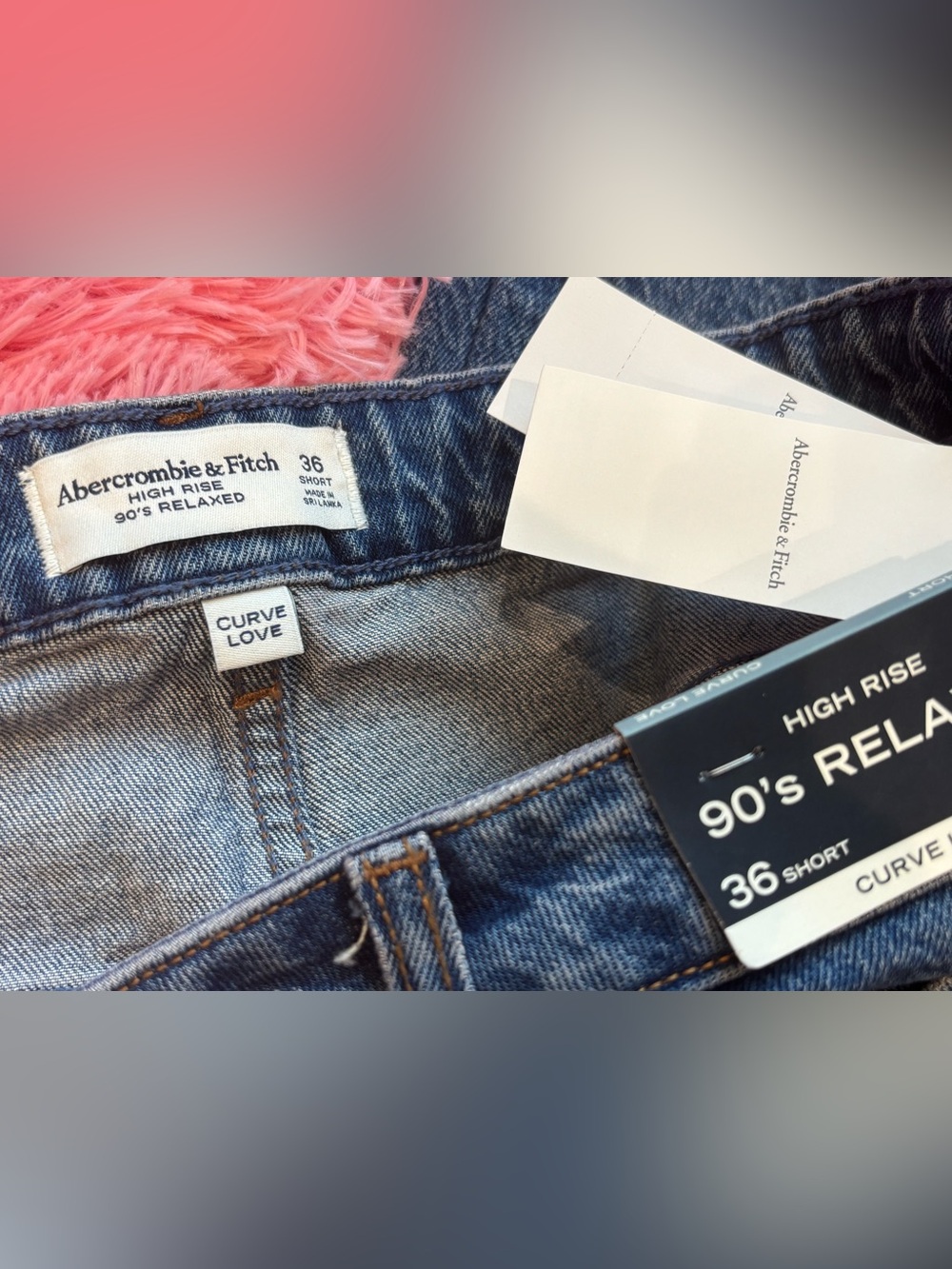 Abercrombie & Fitch Women's Blue High-Rise Curve Love Jeans